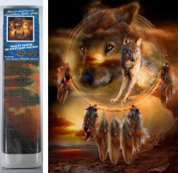 Risanje diamantov Lovilec sanj z volkovi 30x40 cm