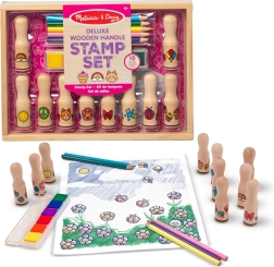 Ustvarjalni komplet lesenih štampiljk z blazinicami s črnilom in barvicami Melissa & Doug