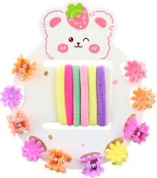 Komplet za lase za male modnice – elastike in ščipalke v obliki rožic