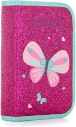 Enonadstropni šolski peresnik s bleščečim učinkom, motiv metulj, 2 zavihka