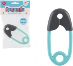 Otroška ropotuljica varnostna sponka sivoturkizna