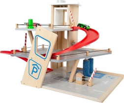 Small Foot vrhunsko leseno parkirišče z dvigalom in avtopralnico