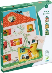 Lesene puzzle Hišica Chez Léo DJECO