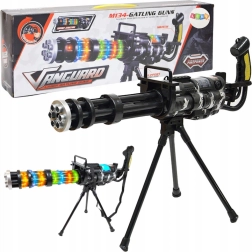 Otroški rotacijski mitraljez Gatling na stojalu z lučjo, zvokom in vibracijami – črn