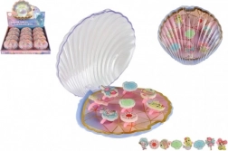 Set nastavljivih otroških prstanov z motivi morskega sveta v škatlici v obliki školjke