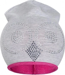 spomladanska bombažna kapica New Baby sova sivo-roza 110 (4–5 let)