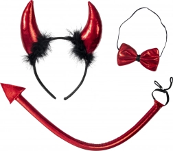 Otroški hudičev komplet z rogovi, repom in vilicami