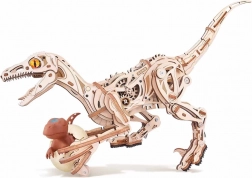 Rokr 3D lesena mehanska sestavljanka velociraptor