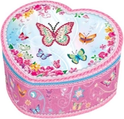 Glasbena skrinjica v obliki srca z metulji