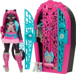Monster High Strašljive skrivnosti Catty Noir – igrača z garderobo in presenečenji