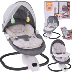 Ležalnik-gugalnik in jedilni stolček 3v1 z mrežo proti komarjem in daljinskim upravljalnikom