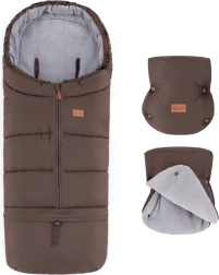 Petite&Mars set zimska vreča za voziček Jibot 3v1 in rokavice za voziček Jasie dark walnut