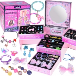 Raztegljiva otroška škatlica za nakit z biseri in okraski za lase