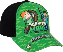 Otroška kapa s šiltom Minecraft Survival Mode zeleno-črna