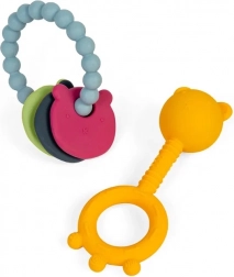 Silikonski ropotulj in grizalo 2 v 1 ter grizalni obroč za dojenčke