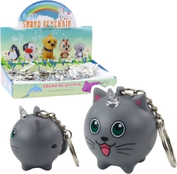 Obesek mačka samorog z LED rogom in zvokom, siv