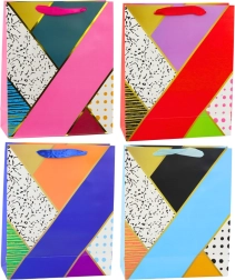 Papirnata darilna vrečka z geometrijskimi vzorci 32 × 26 × 12 cm
