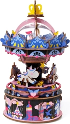 3D lesena sestavljanka glasbena skrinjica Veseli vrtiljak