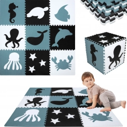 Velika penasta igralna podloga XXL 180 × 180 cm – morske živali HUMBI