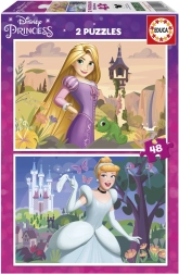 Sestavljanka DISNEY princeske 2×48 koščkov – Rapunzel in Pepelka