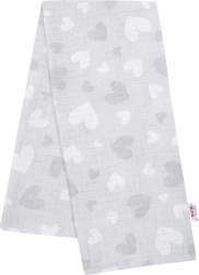 Bombažna plenička z vzorcem NEW BABY siva srčka