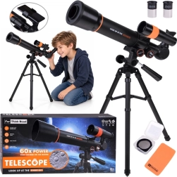 Otroški astronomski teleskop s kovinskim stojalom
