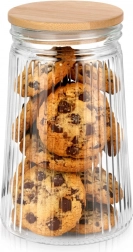 Steklena rebrasta posoda z bambusovim pokrovom in tesnilom 1 l