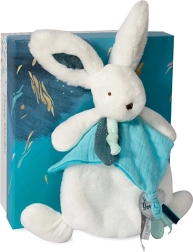 Darilni set Doudou – plišasti zajček z ninico 25 cm modra