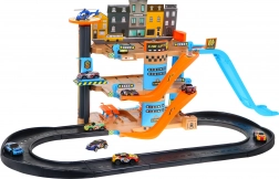 Štirinadstropni parkirni stolp z dvigalom za otroke 3+ Avtomobilčki in helikopter s toboganom