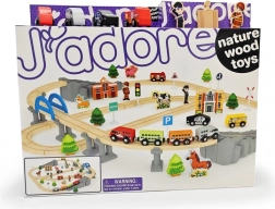 Lesena vlakovna proga z mostom in dodatki