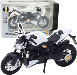 kovinski športni motocikel 1:12 s svetlobnimi in zvočnimi učinki – bel
