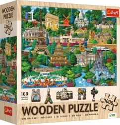 Lesene puzzle Znana francoska mesta 1000 koščkov
