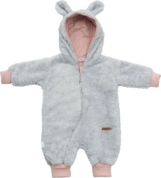 New Baby teddy bear sivo-roza otroški zimski kombinezon