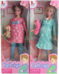 Punčka s nosečniškim trebuščkom in dojenčkom, gibljiva