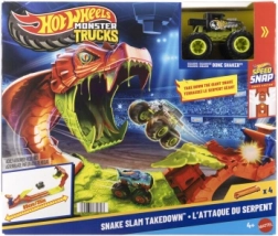 Hot Wheels Monster Trucks Snake Slam Takedown igralni set s tovornjakom BONE SHAKER