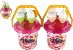 Komplet za peskovnik sladoled rožnato vedro