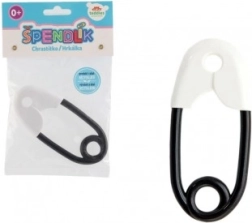 Otroška ropotulja v obliki varnostne zaponke plastična belo-črna