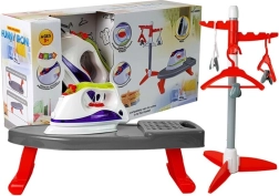 Otroški likalni set na baterije z desko in stojalom za obešanje