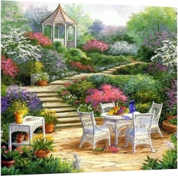 Diamantno slikanje Zajtrk pri paviljonu 30 × 40 cm