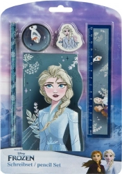 Šolski set FROZEN – svinčnik, radirka, ravnilo, beležka (5 kosov)