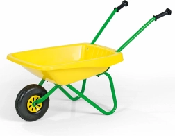Otroški vrtni samokolniček s kovinskim okvirjem – rumen