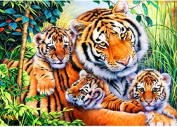 Diamond Painting Tigress with Cubs 40 × 30 cm - 1 piece
