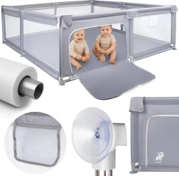 Otroška ograja KIVO 180 × 200 cm siva