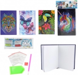 Kreativni diamantni dnevnik 14,5 × 21 cm – komplet z nalepnimi kamenčki