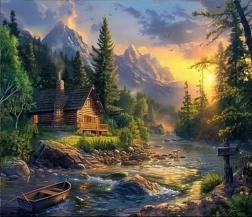 Diamantno slikanje koča pri brodu