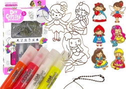 Set za barvanje vitražnih obeskov – princese, 6 kosov
