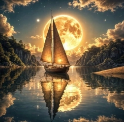 Diamantno slikanje Polnočna plovba 30 × 40 cm