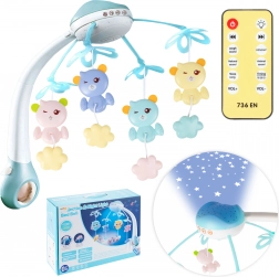 vrtiljak nad posteljico s projektorjem in daljinskim upravljalnikom, 500 melodij