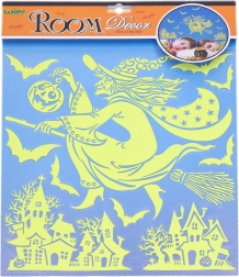 Svetleče stenske nalepke Čarovnica Halloween 38 × 31 cm