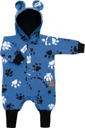 Dojenčkov bombažen pajac s kapuco in ušeski New Baby Paw moder 86